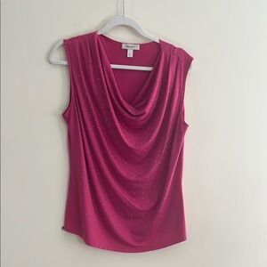 Vintage Dressbarn Glitter Top y2k Cowl‎ Neck Vintage Pink Magenta mcBling L